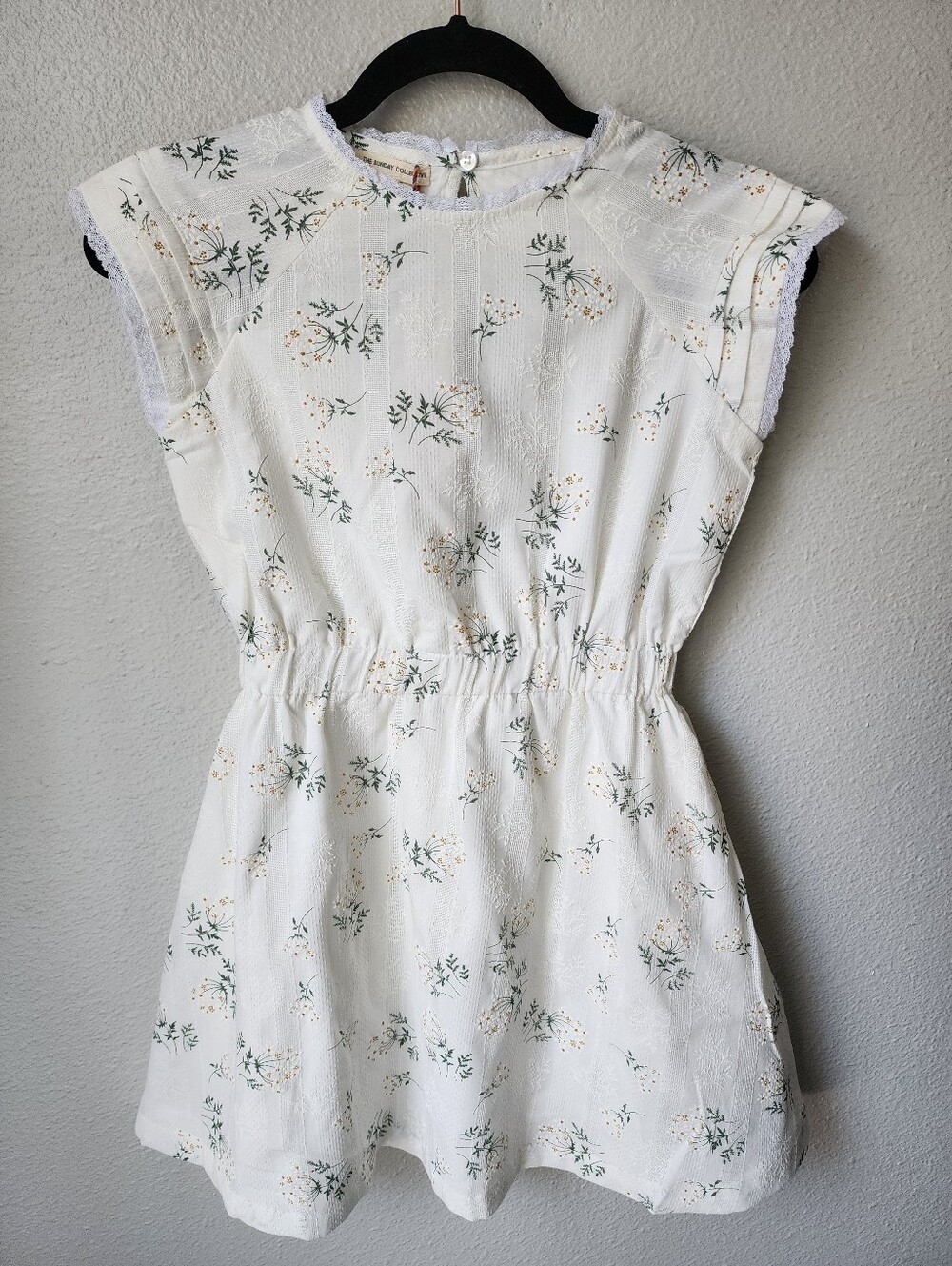 The Sunday Collective Kid's Floral Grace Lace Trim Dress Size 10Y White Floral